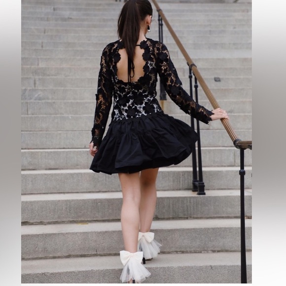 NWT Antonio Melani xBorn on Fifth Gemma Lace Taffeta Mock Neck Long Sleeve Dress - Picture 6 of 16